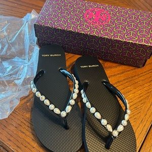 Tory Burch pearl flip flops